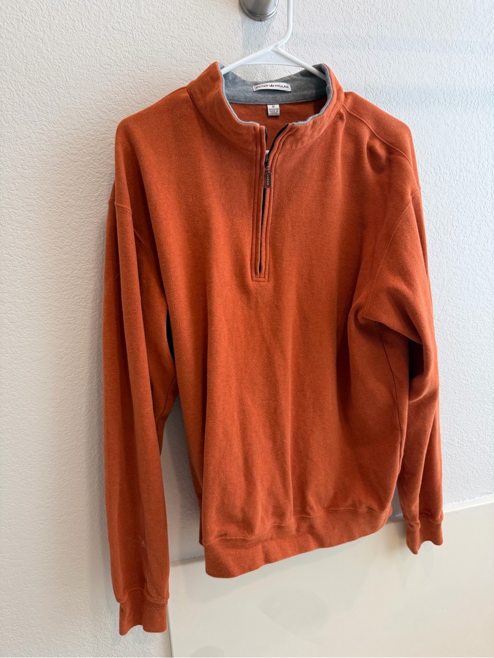 Peter Millar Men's Half-Zip Sweater Pullover - burnt Orange Medium